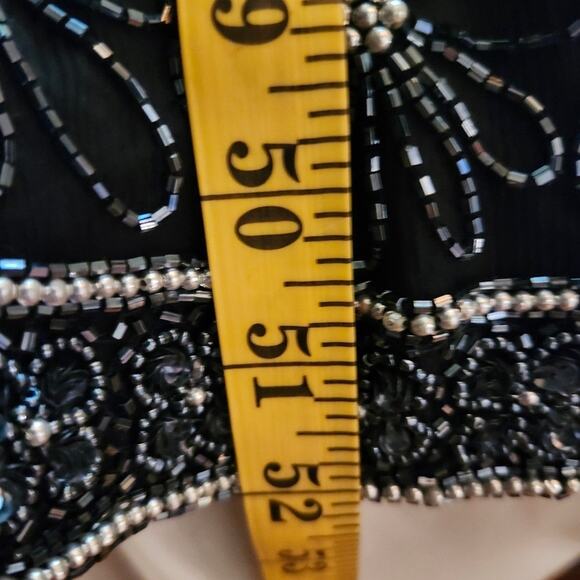 Black Hand Beaded Formal Gown with Iridescent Beads and Pearls Size 2 - Picture 12 of 12